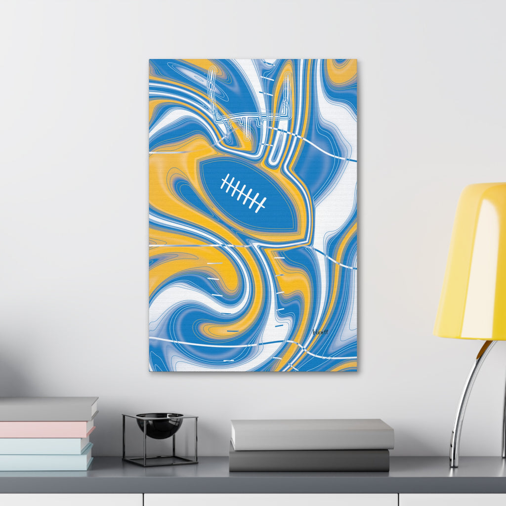 Powder Blue & Gold Trippy Football Glossy Canvas