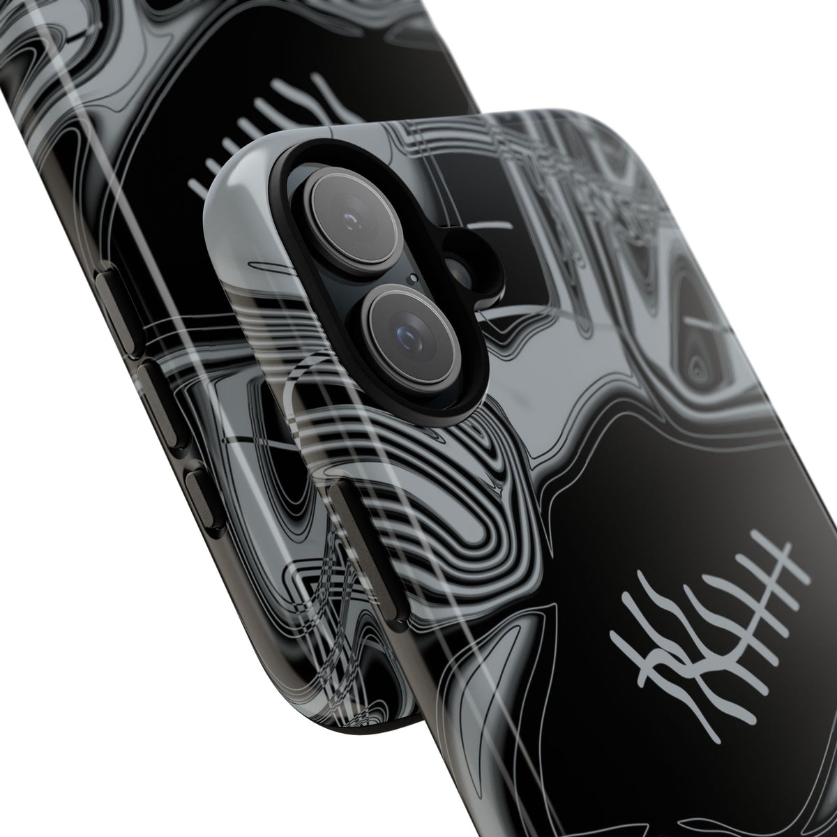 Black & Silver Trippy Football Phone Case