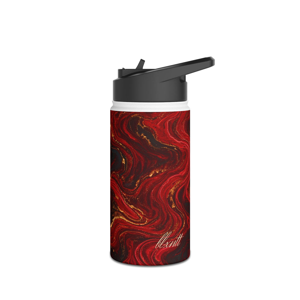 Red & Black Marble Water Bottle