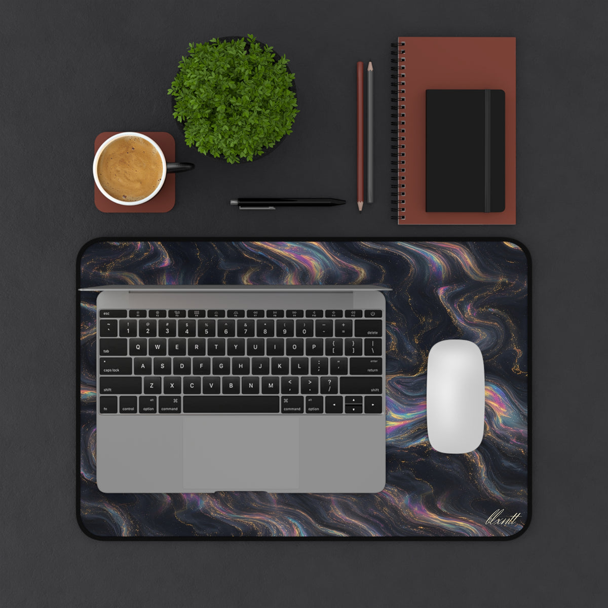 Galaxy Iridescent Marble Desk Mat