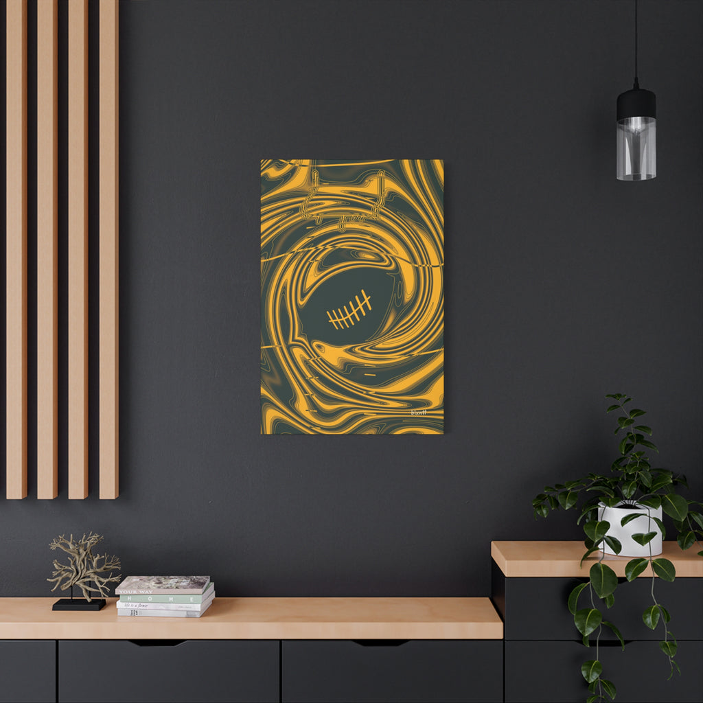 Green & Gold Trippy Football Canvas