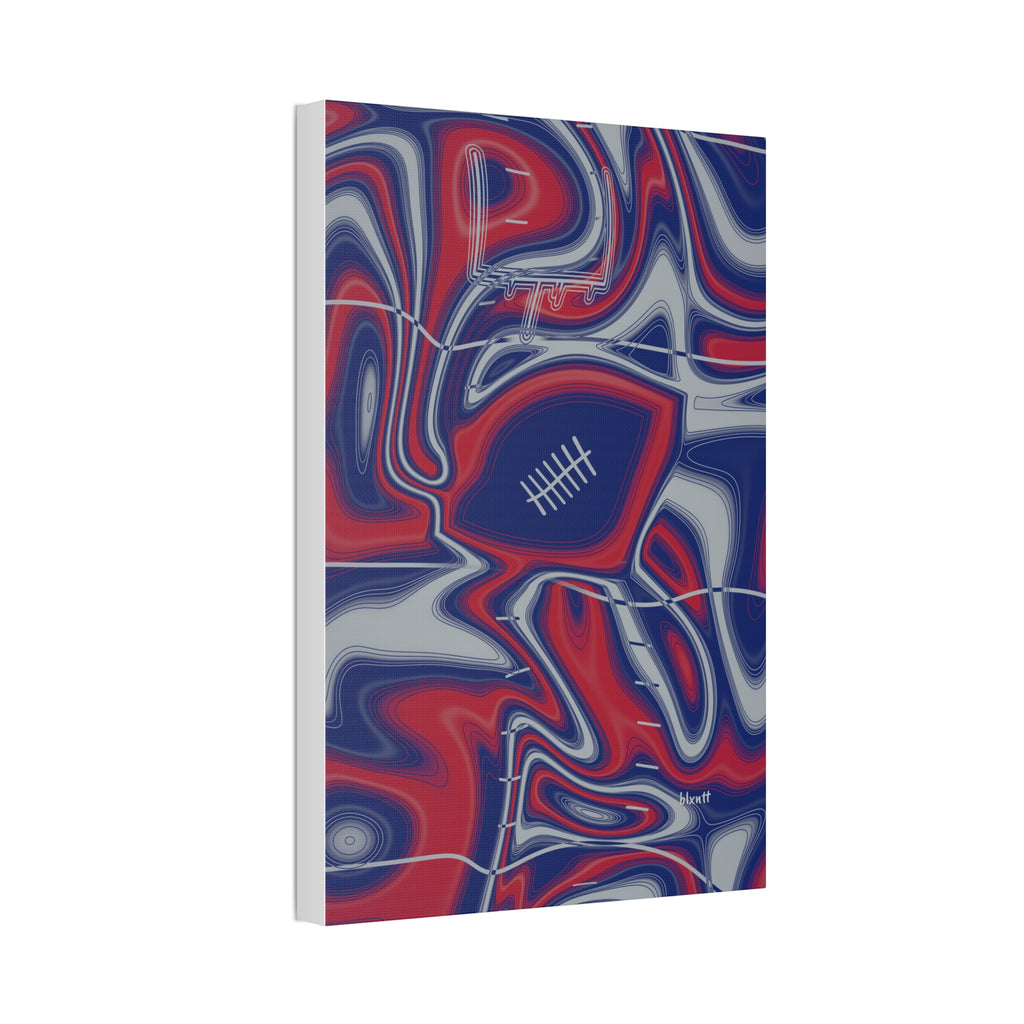 Dark Blue, Red & Gray Trippy Football Glossy Canvas