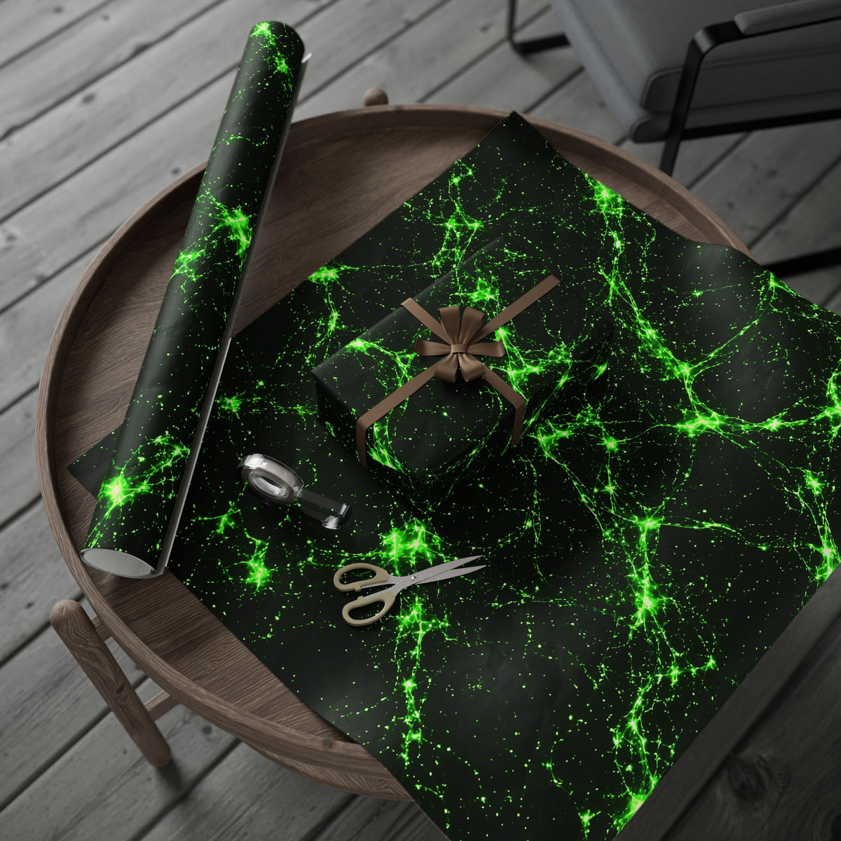 Neon Mycelium - Toxic Lime Wrapping Paper