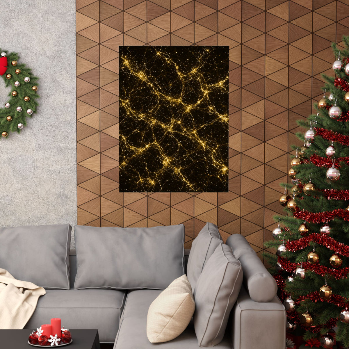 Neon Mycelium - Gold Filigree Poster