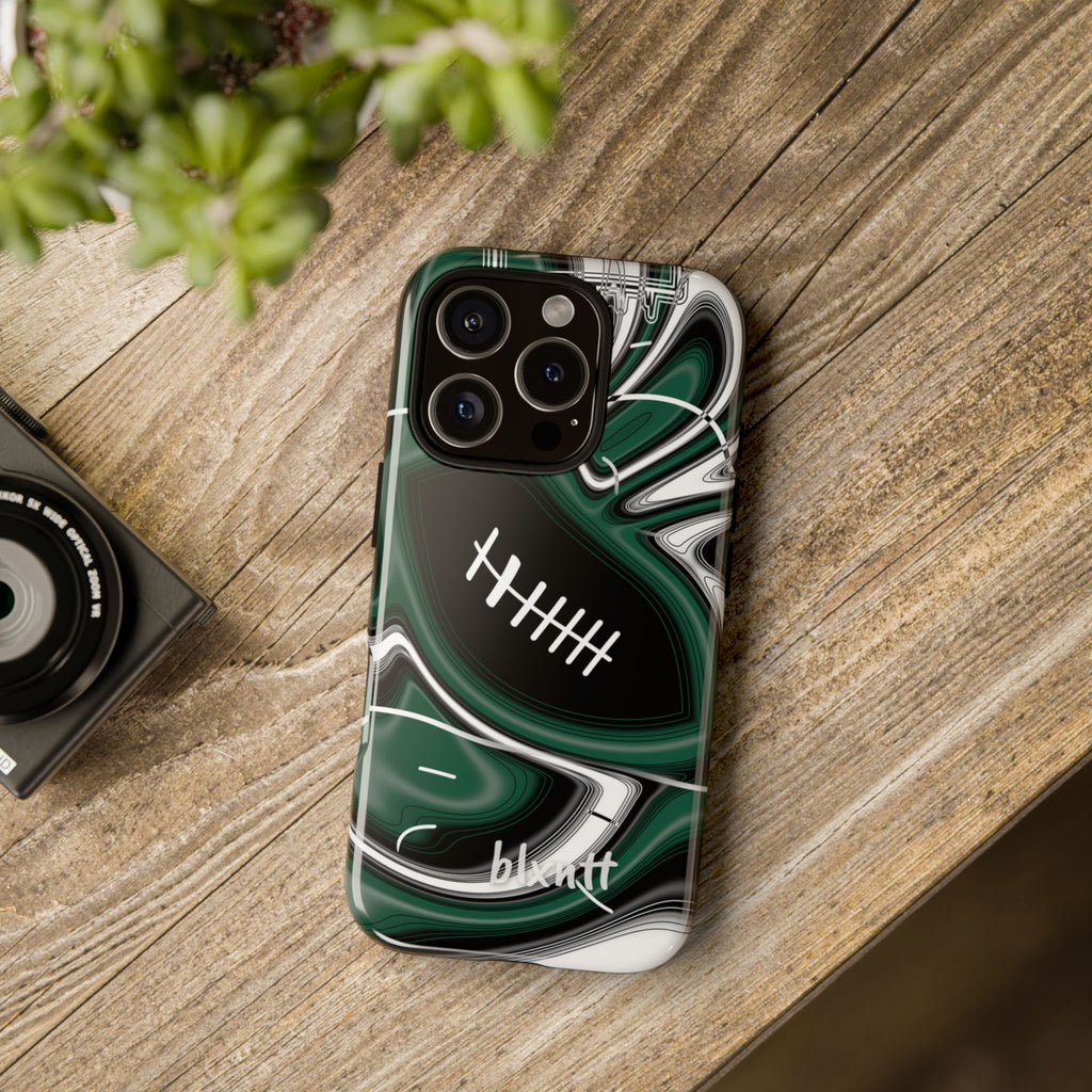 Hunter Green & White Trippy Football Phone Case