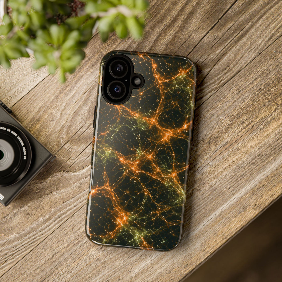 Neon Mycelium - Electric Tangerine Teal Phone Case