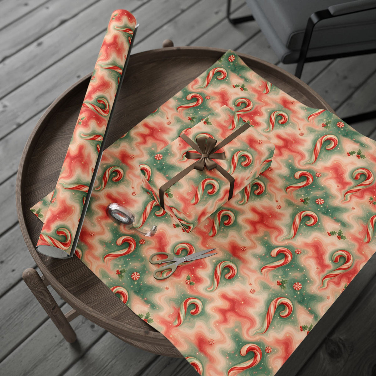 Candy Cane Trippy Christmas Wrapping Paper