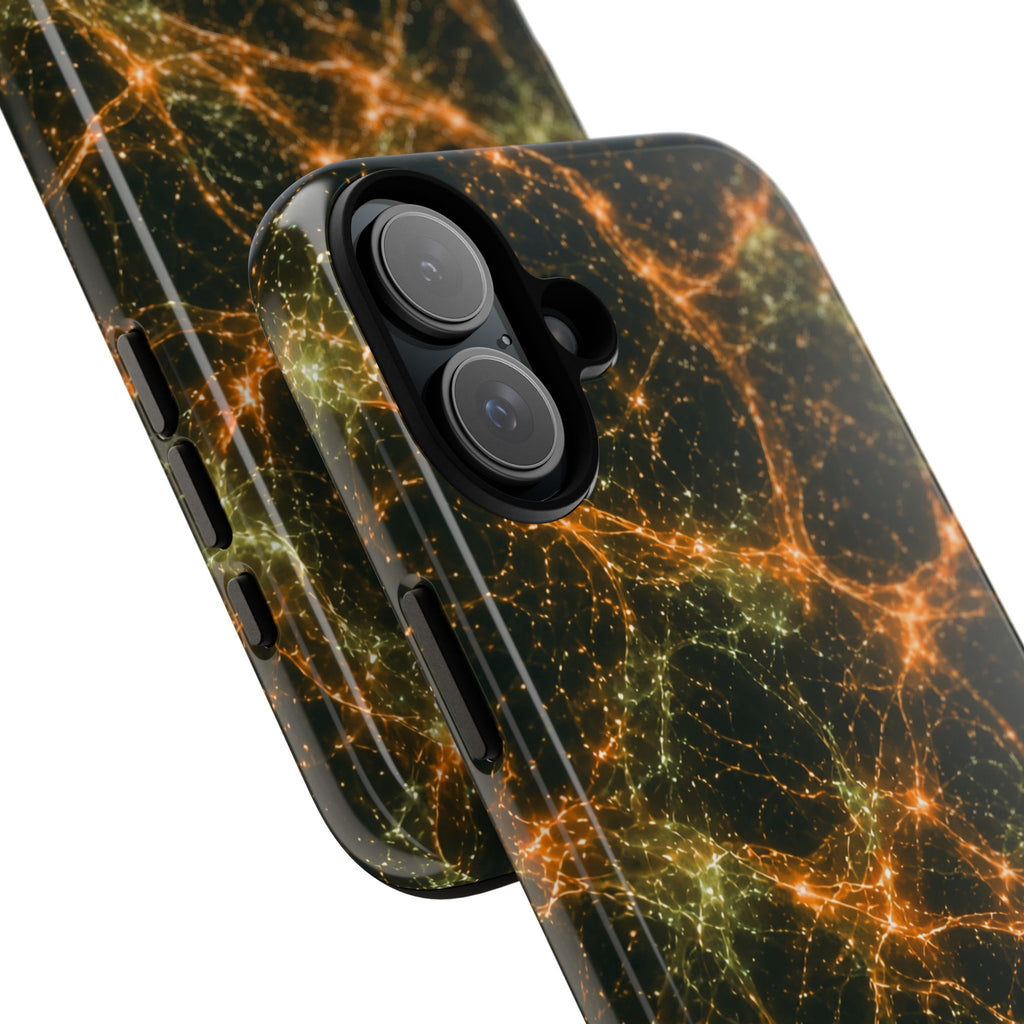 Neon Mycelium - Electric Tangerine Teal Phone Case