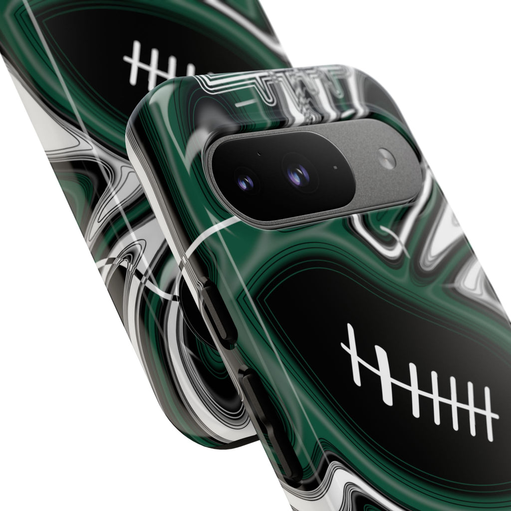 Hunter Green & White Trippy Football Phone Case