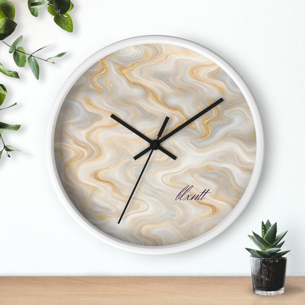 White & Gold Marble Wall Clock
