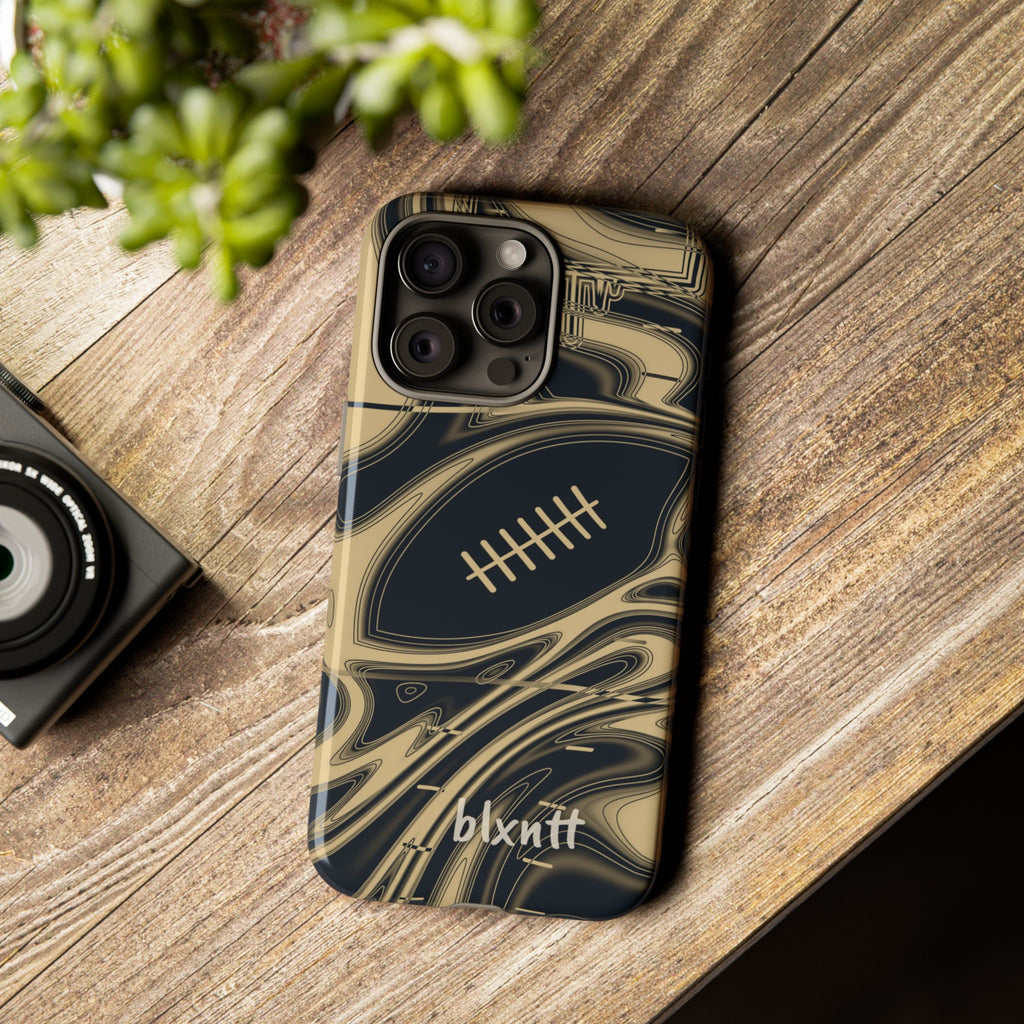 Old Gold & Black Trippy Football Phone Case