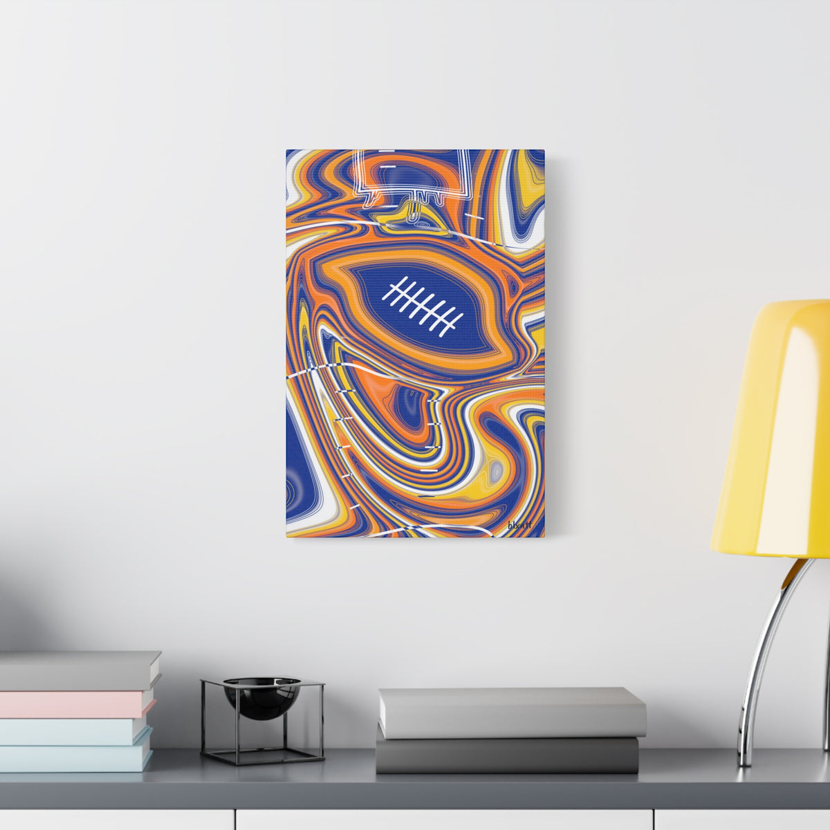Royal Blue & Yellow Trippy Football Canvas