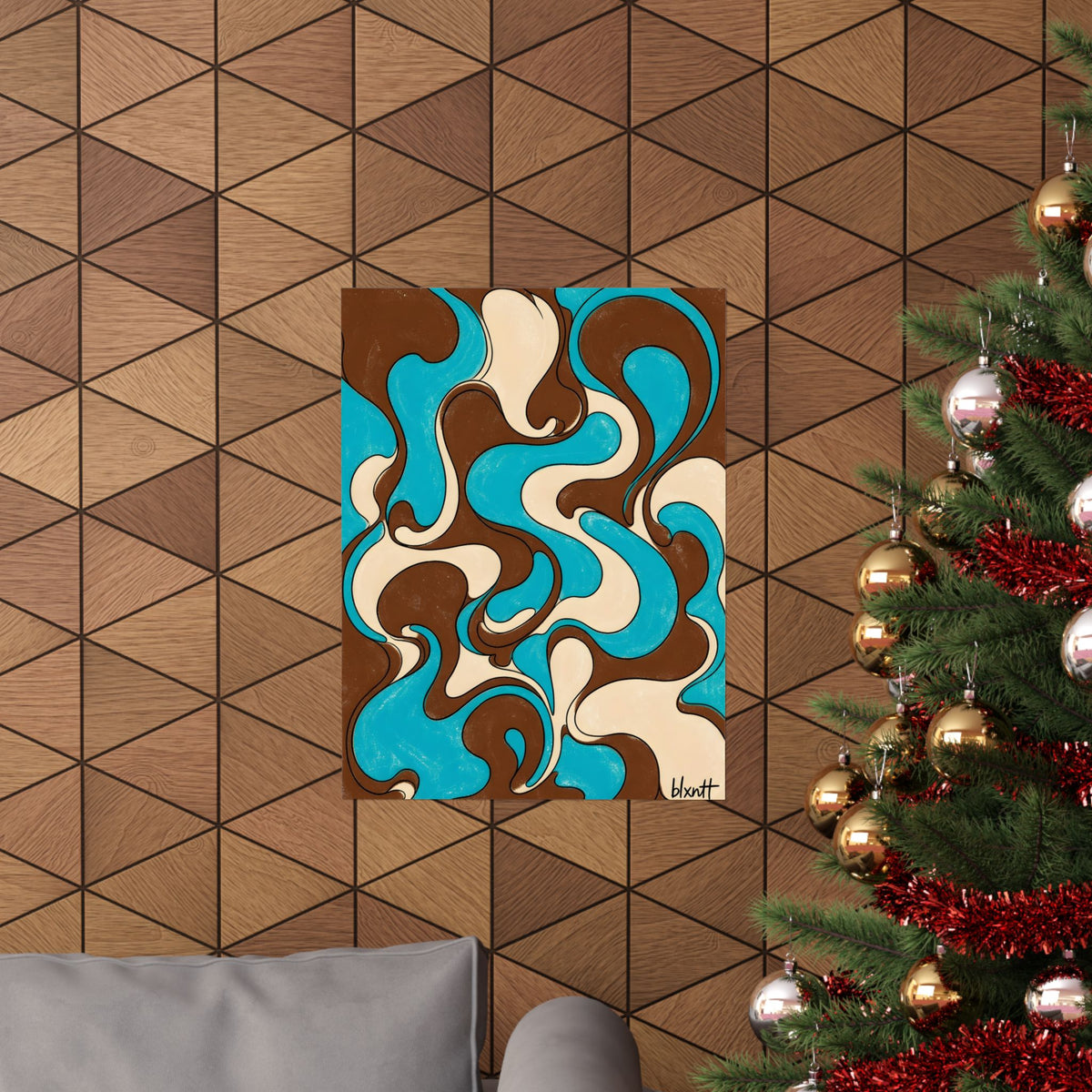 Fillmore Flow - Turquoise & Chocolate Poster