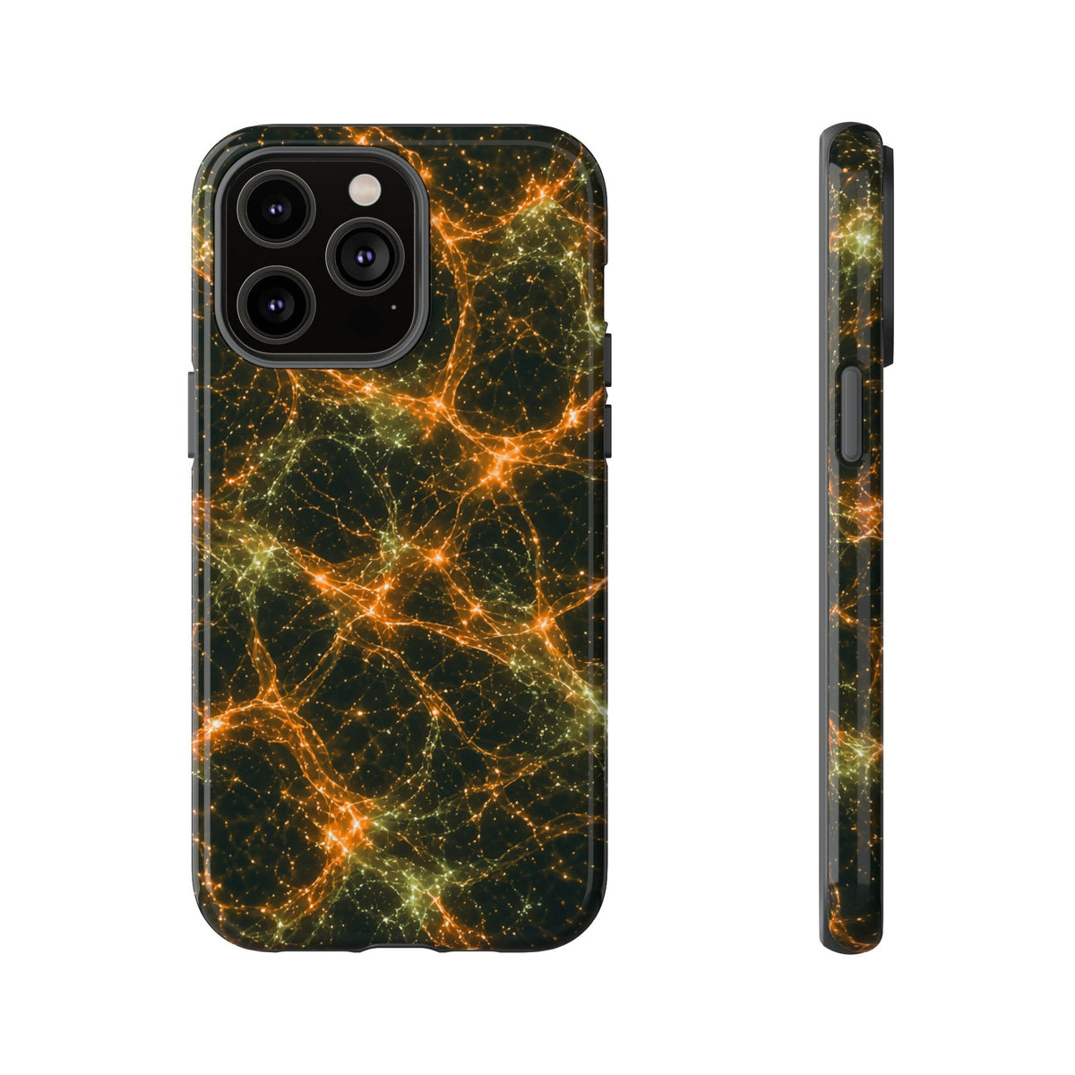 Neon Mycelium - Electric Tangerine Teal Phone Case