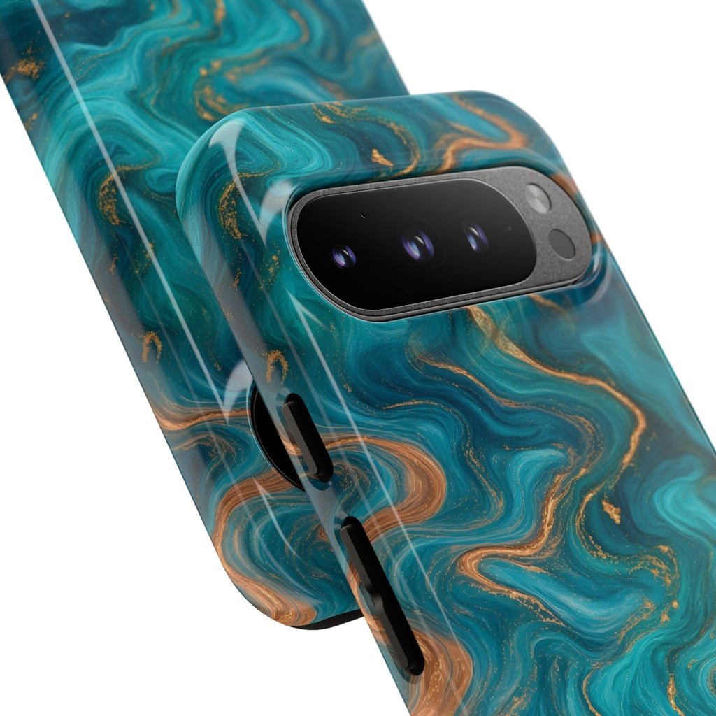 Turquoise & Copper Marble Phone Case