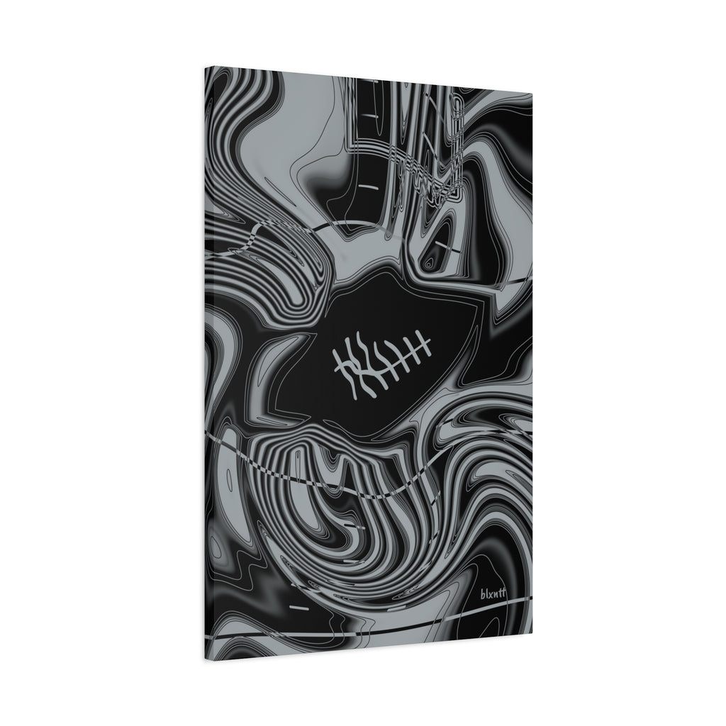 Black & Silver Trippy Football Canvas