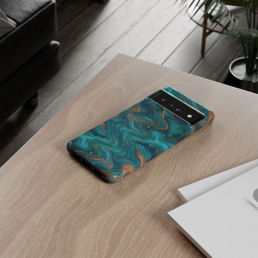 Turquoise & Copper Marble Phone Case