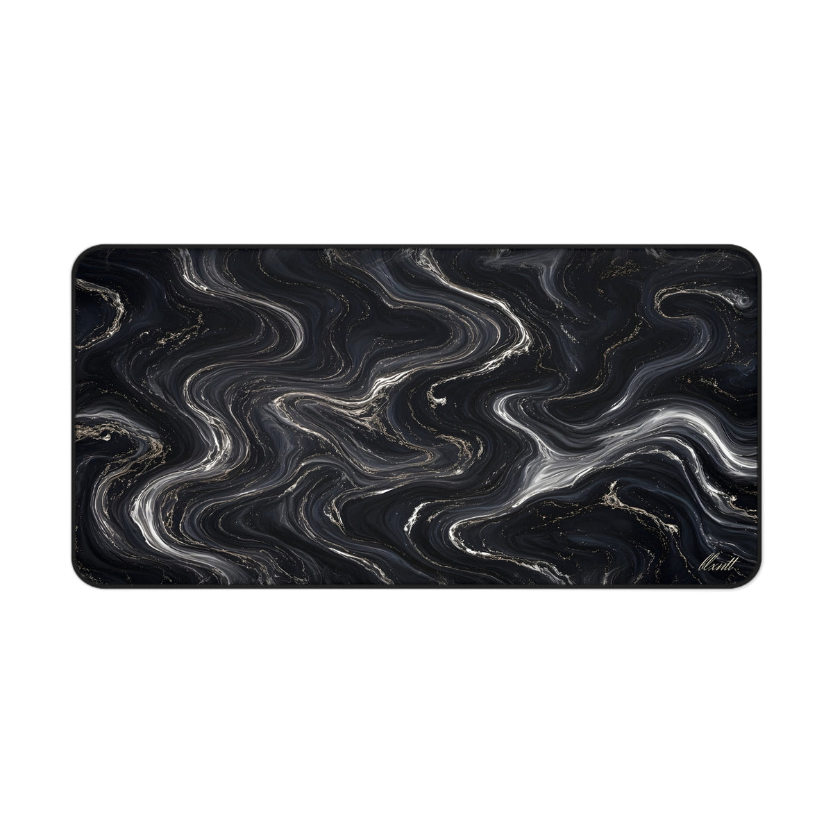 Black & Silver Marble Desk Mat