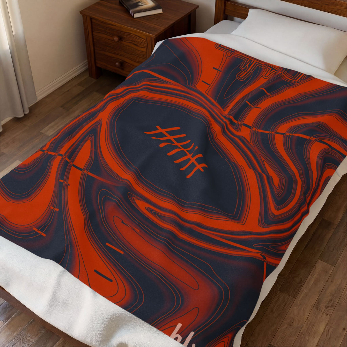 Navy & Orange Trippy Football Blanket