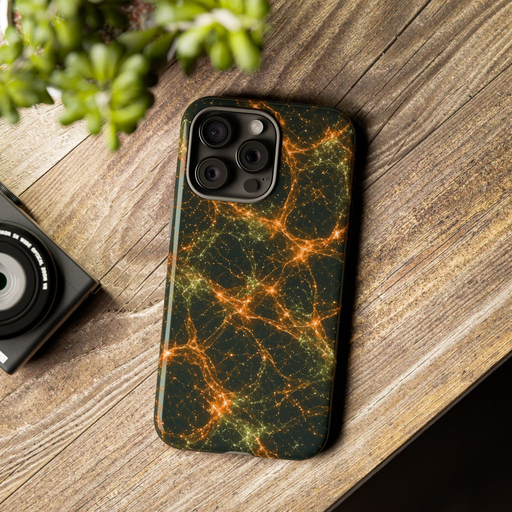 Neon Mycelium - Electric Tangerine Teal Phone Case