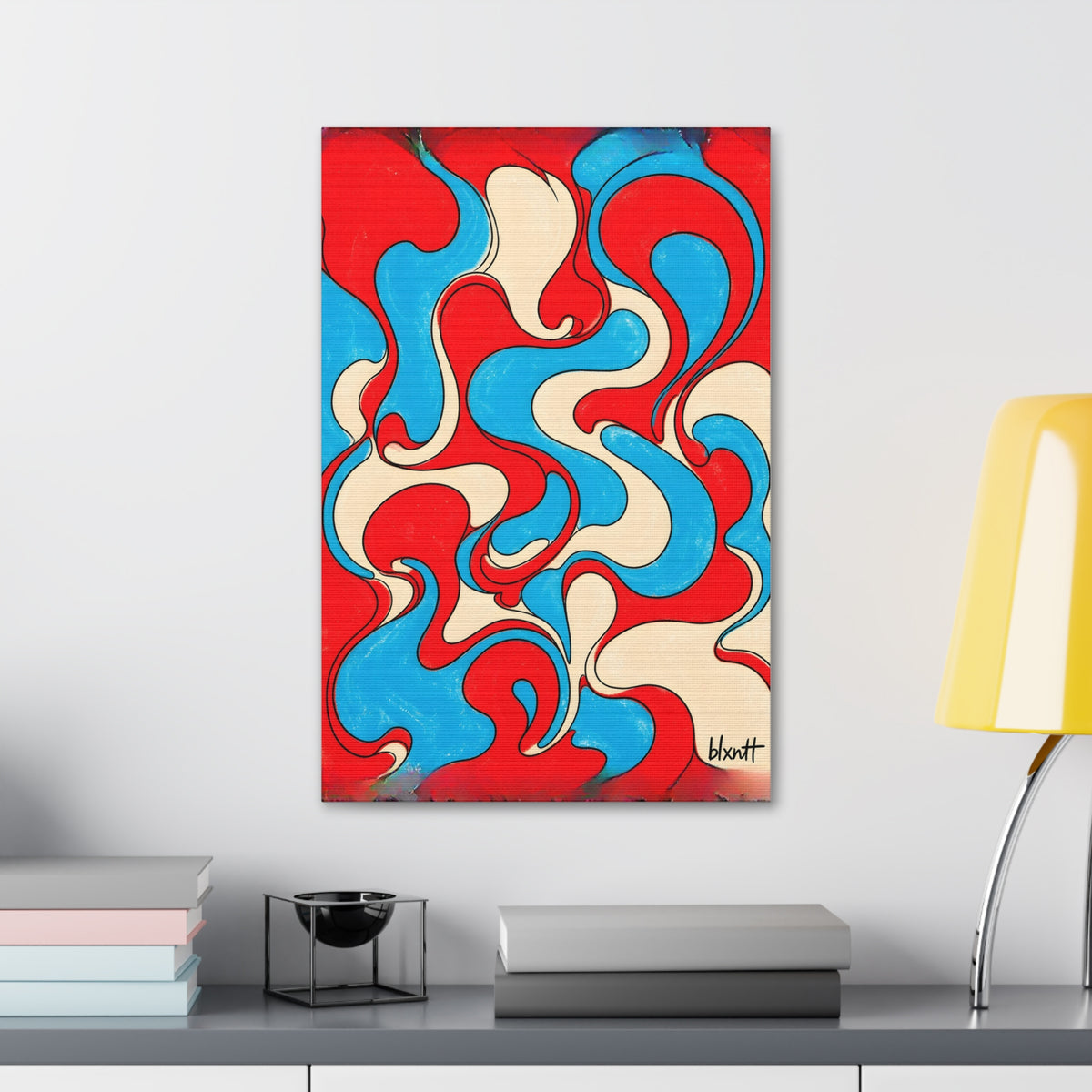 Fillmore Flow - Red, Cyan & Cream Glossy Canvas