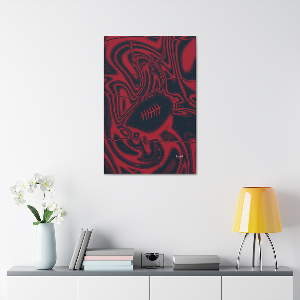 Midnight Navy & Red Trippy Football Glossy Canvas