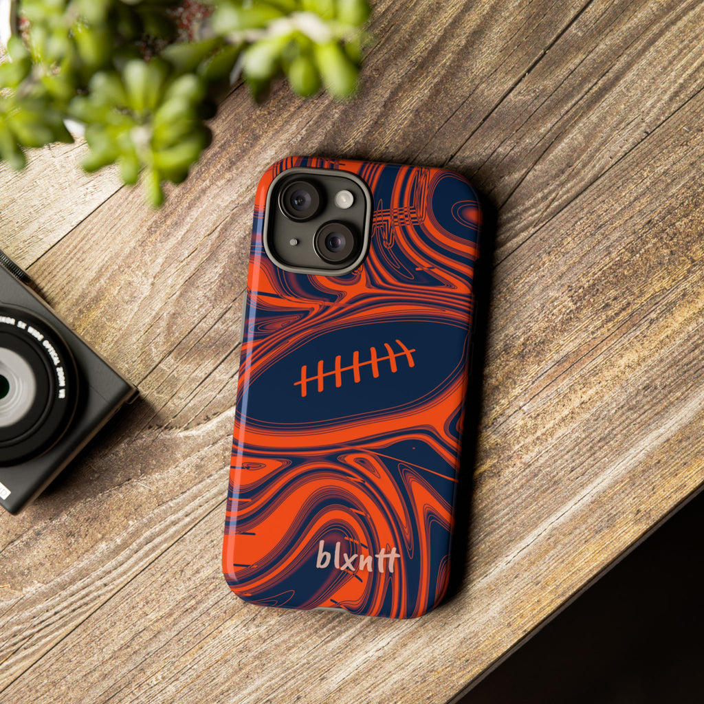 Orange & Navy Trippy Football Phone Case