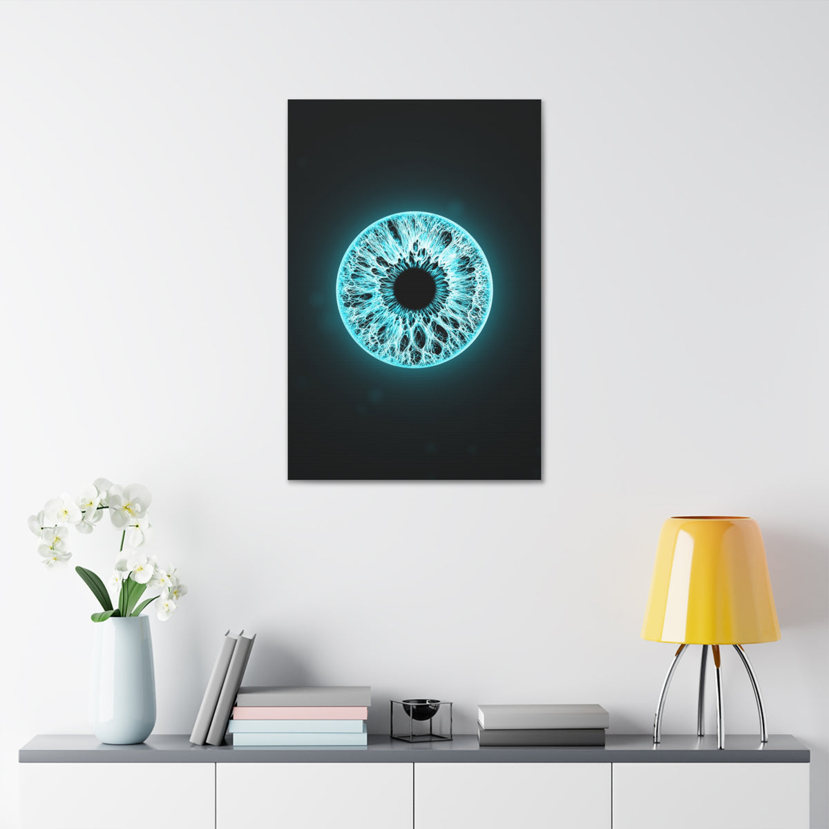 BLXNTT Iris – Lace Web Electric Cyan Glossy Canvas