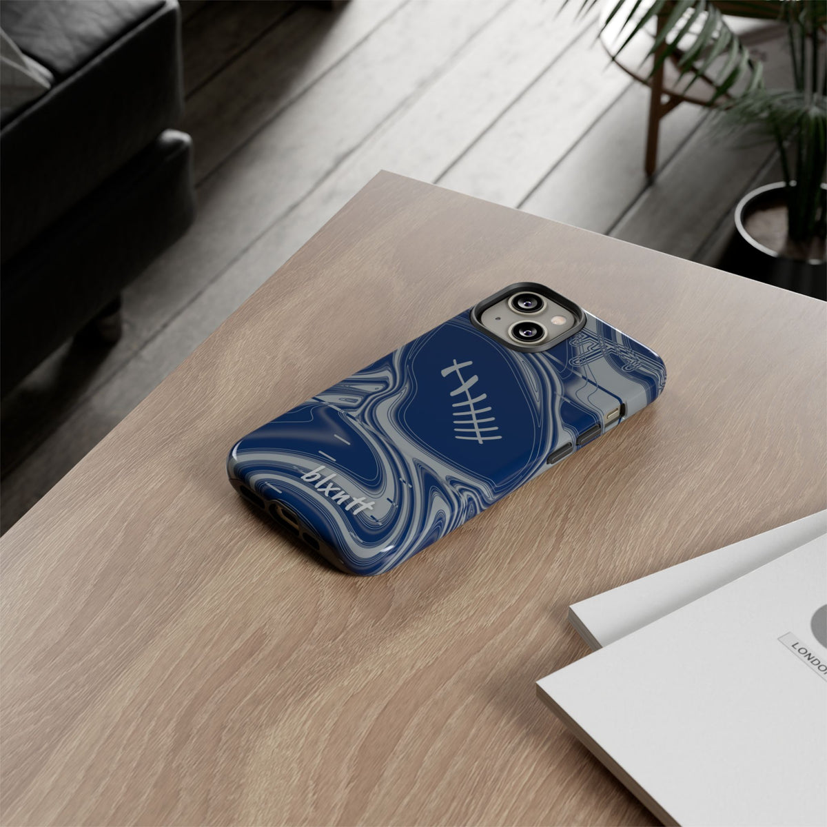 Blue & Gray Trippy Football Phone Case