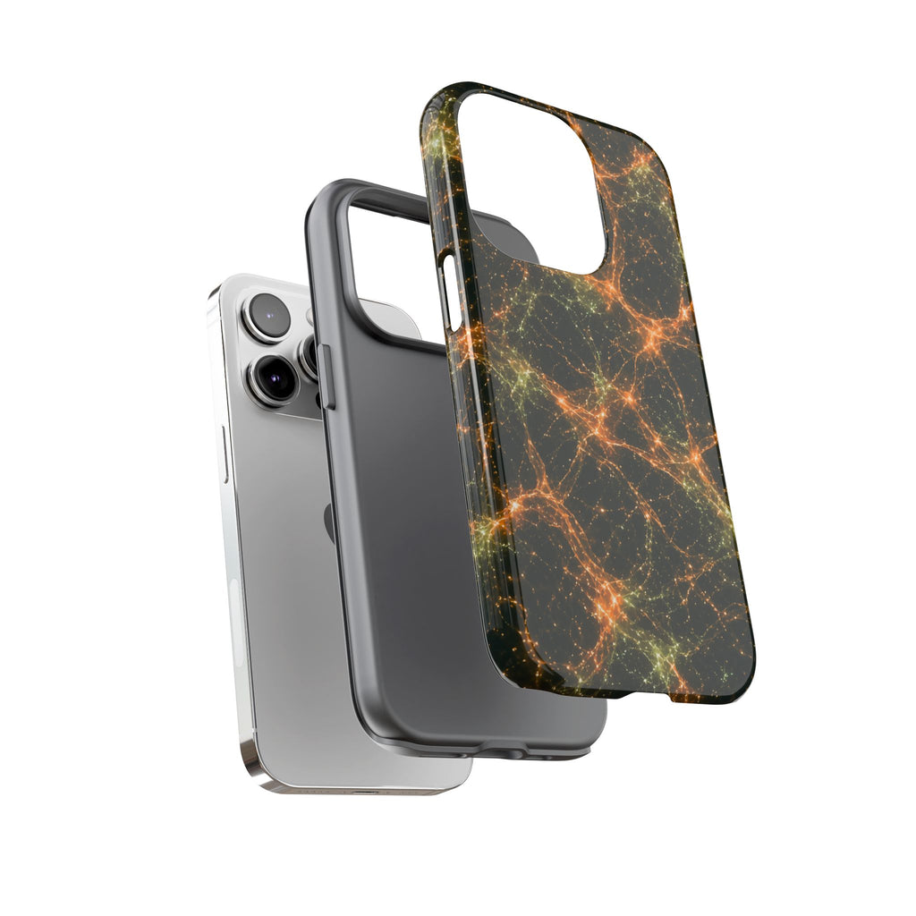 Neon Mycelium - Electric Tangerine Teal Phone Case