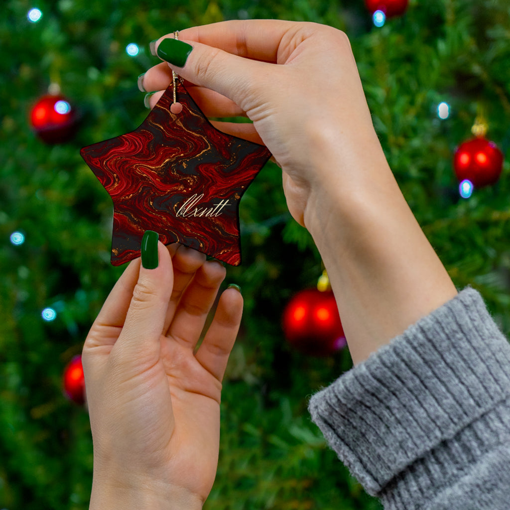 Red & Black Marble Ornament