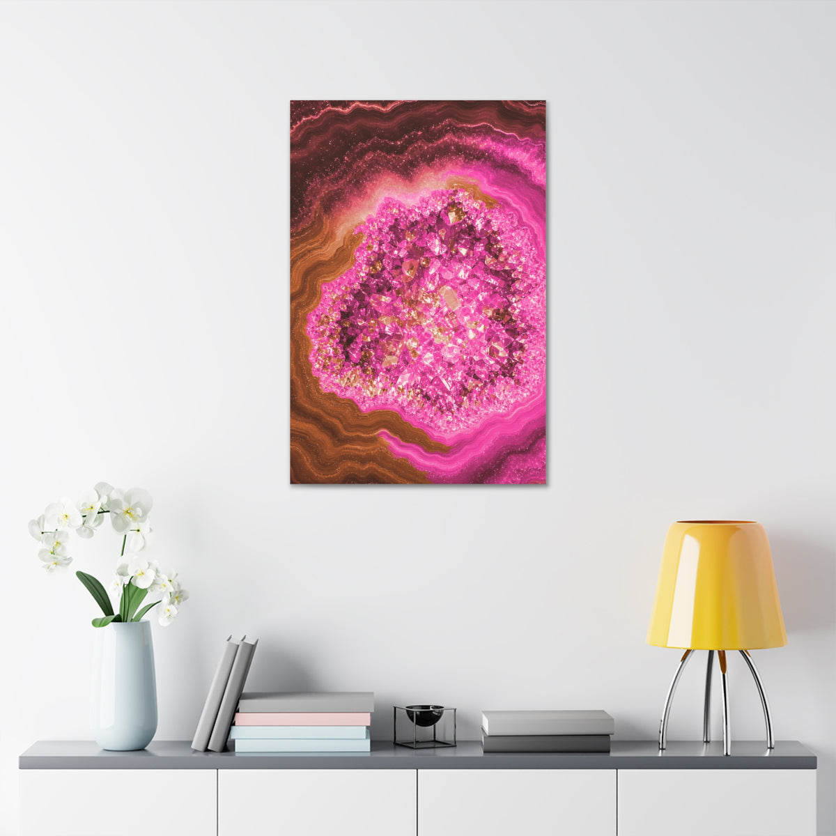 Geode Core - Terracotta Neon Glossy Canvas