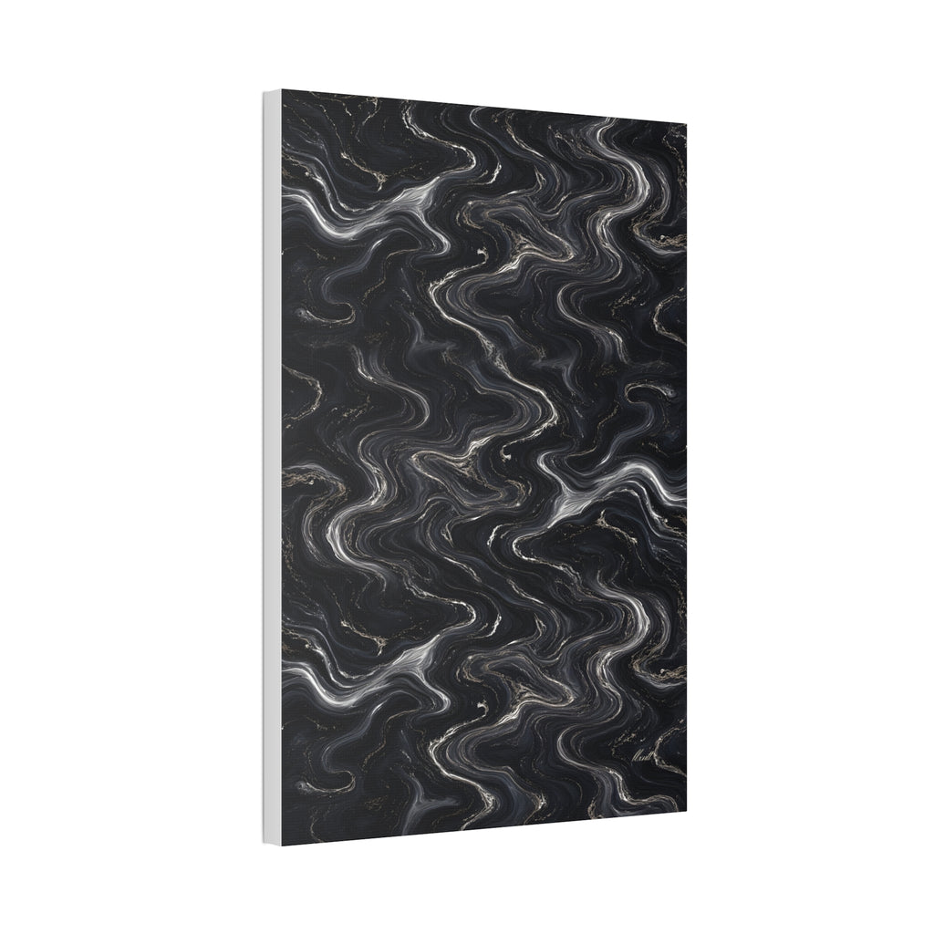 Black & Silver Marble Glossy Canvas