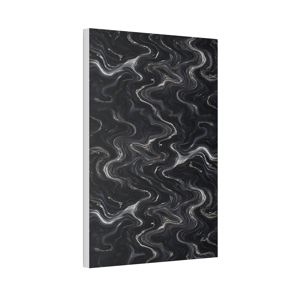 Black & Silver Marble Glossy Canvas