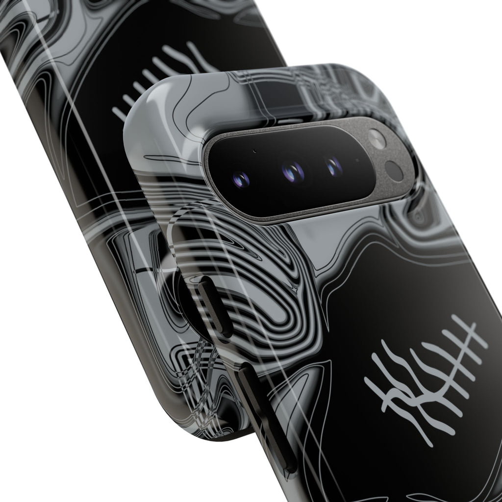 Black & Silver Trippy Football Phone Case