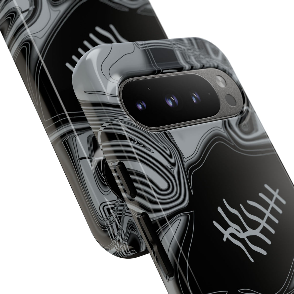 Black & Silver Trippy Football Phone Case