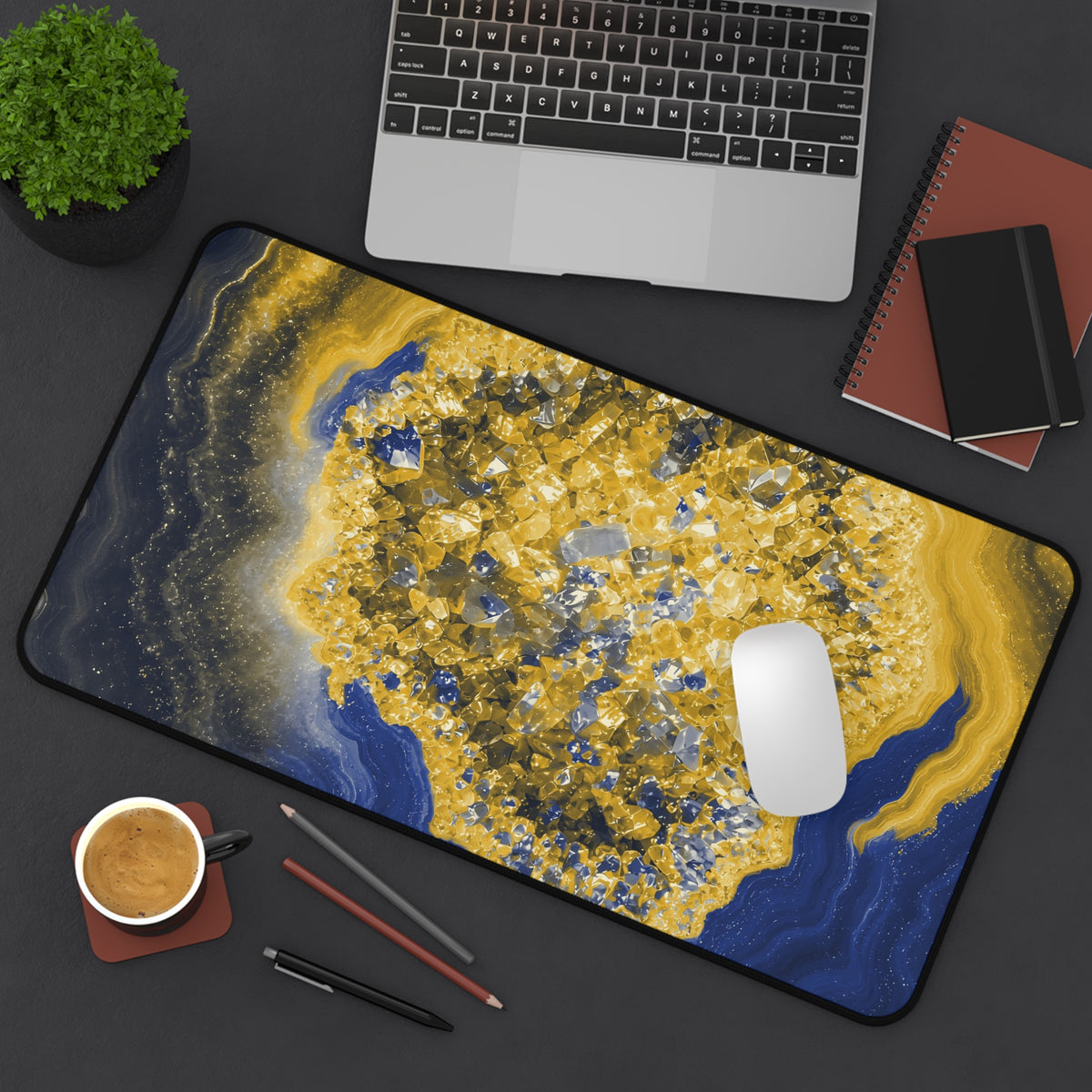 Geode Core - Mustard Navy Desk Mat
