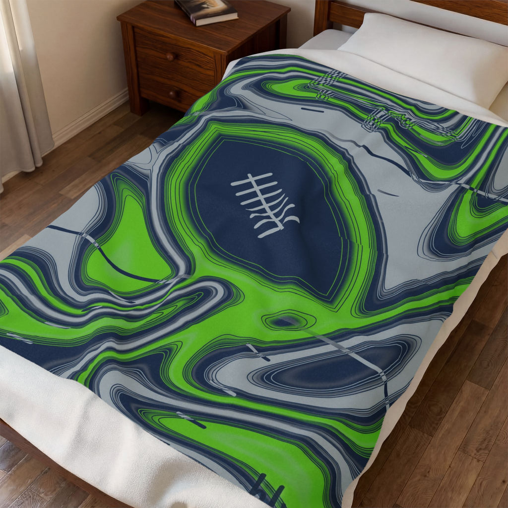 Navy & Neon Green Trippy Football Blanket