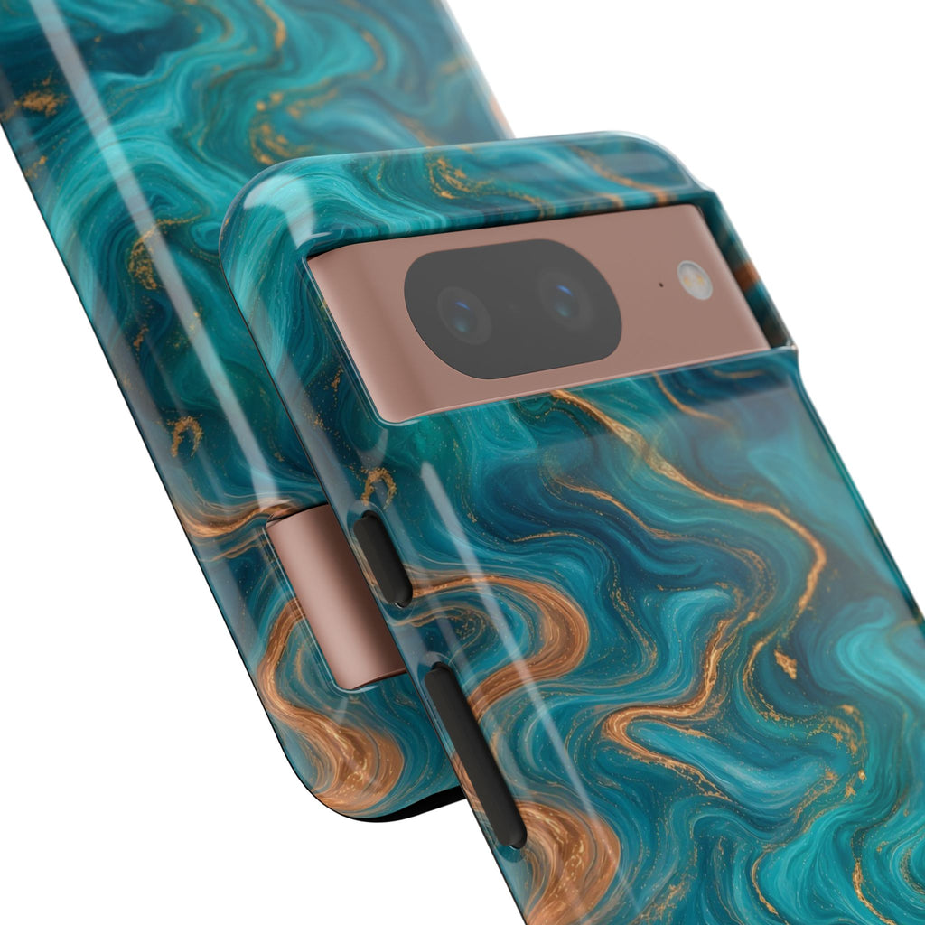 Turquoise & Copper Marble Phone Case