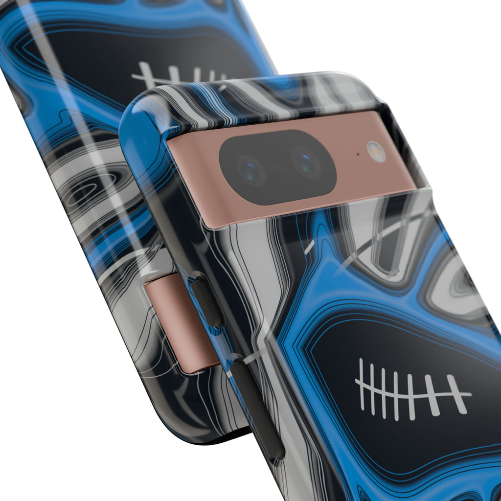 Sky Blue, Black & Silver Trippy Football Phone Case