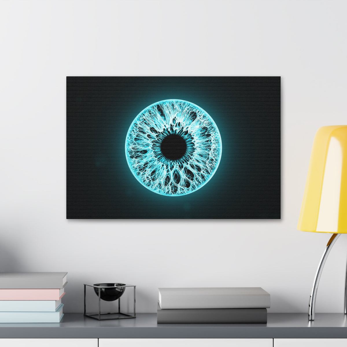 BLXNTT Iris – Lace Web Electric Cyan Glossy Canvas