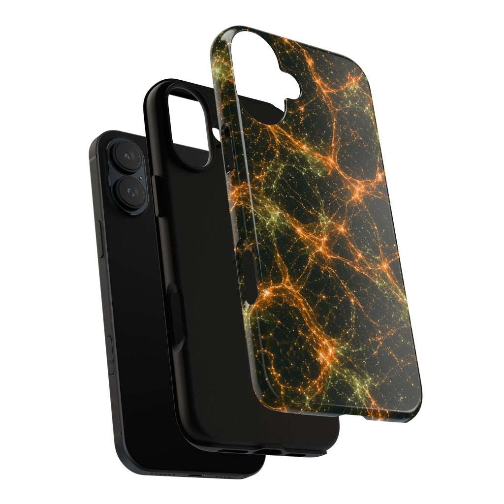 Neon Mycelium - Electric Tangerine Teal Phone Case