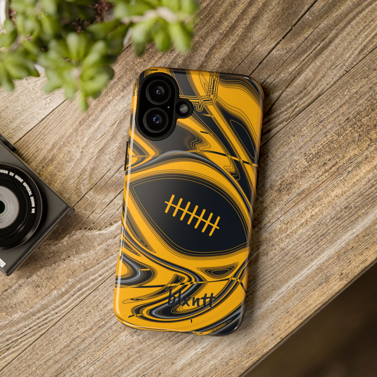 Black & Gold Trippy Football Phone Case