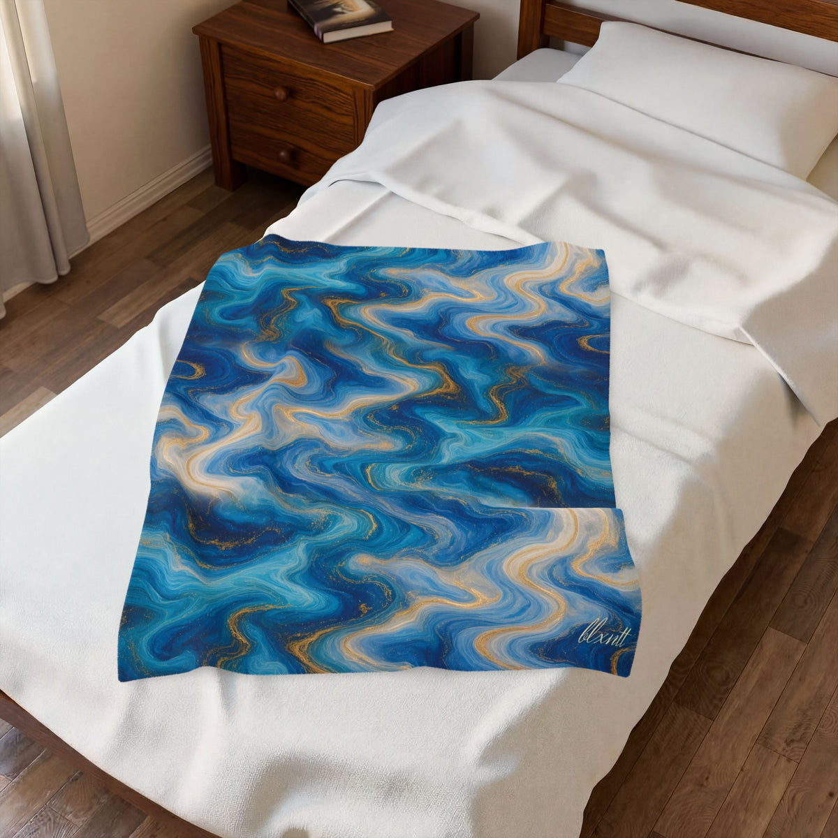 Ocean Blue Marble Blanket