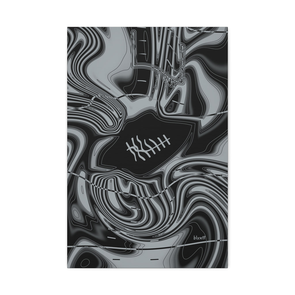 Black & Silver Trippy Football Glossy Canvas