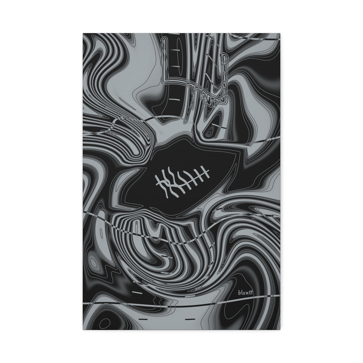 Black & Silver Trippy Football Glossy Canvas