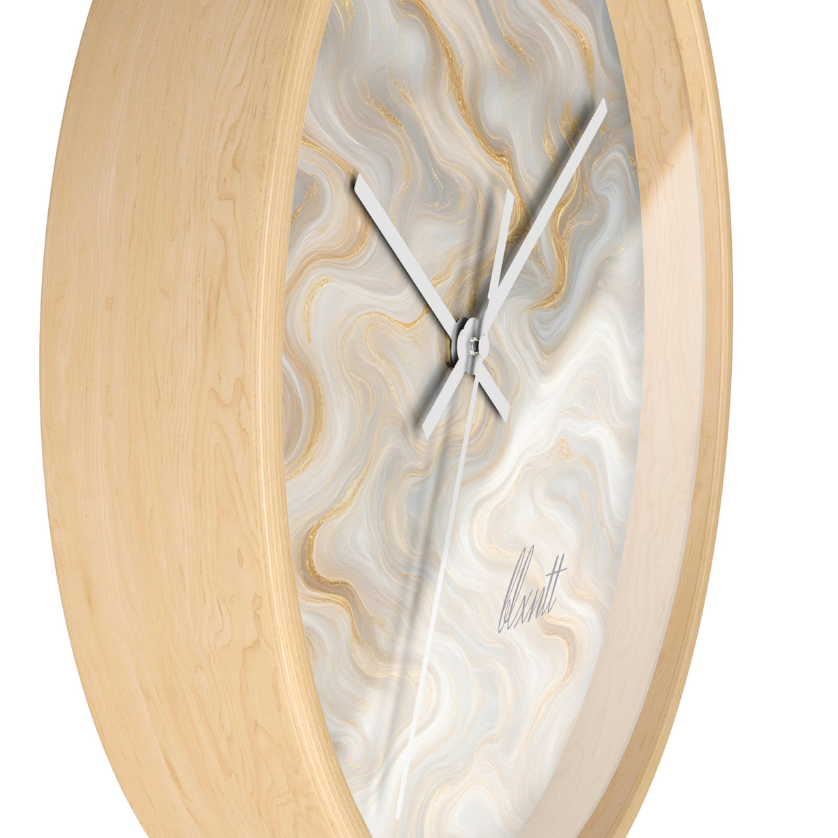 White & Gold Marble Wall Clock