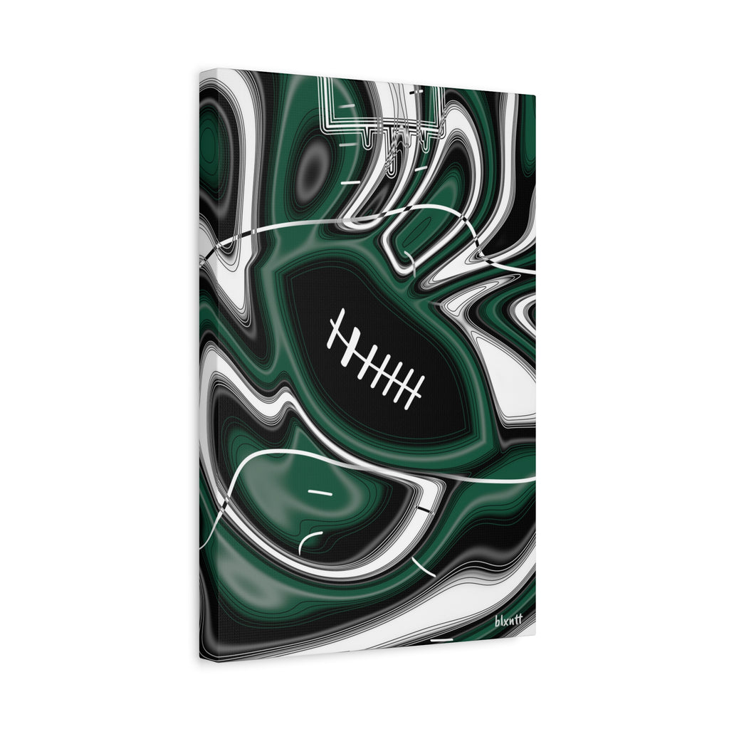 Hunter Green & White Trippy Football Canvas