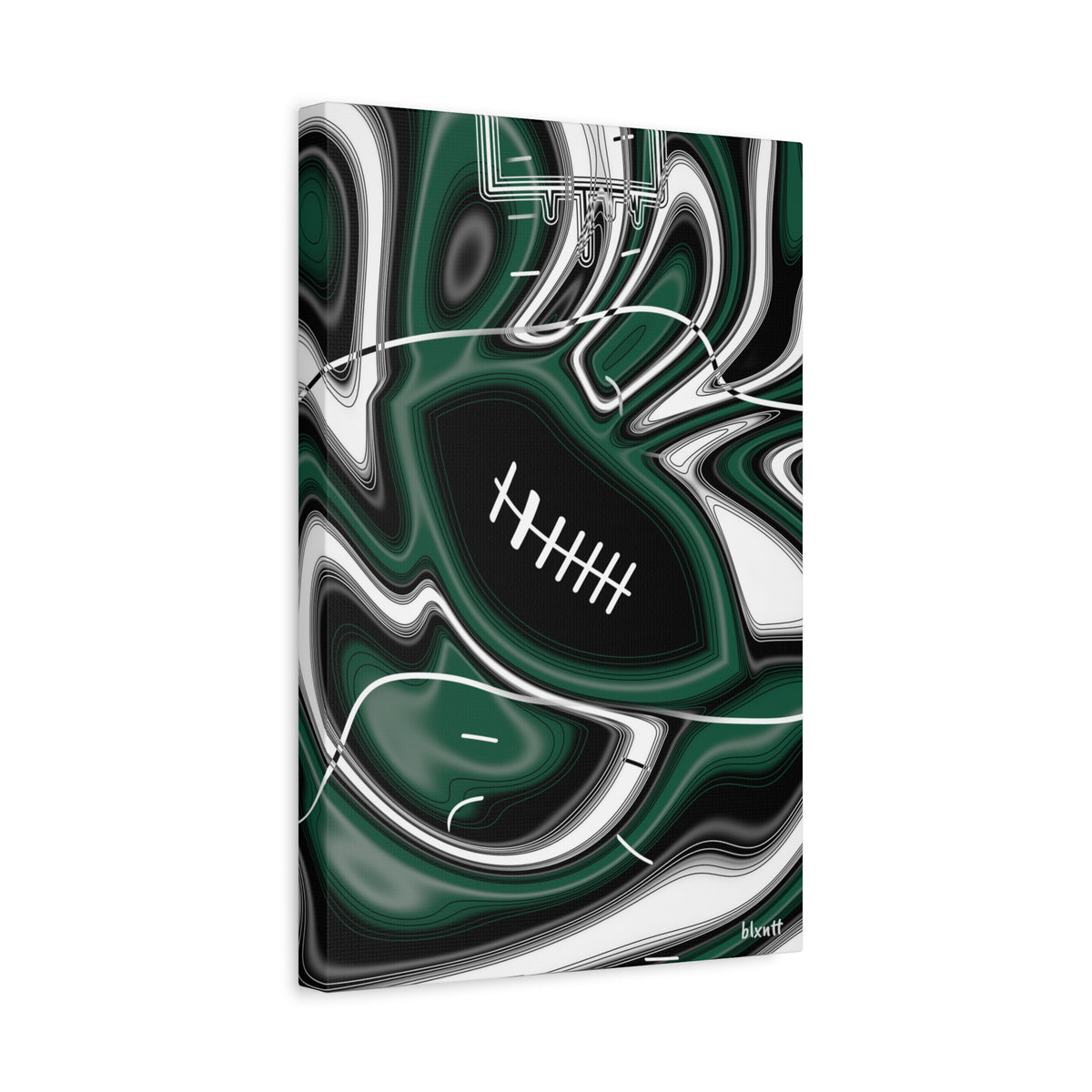 Hunter Green & White Trippy Football Canvas