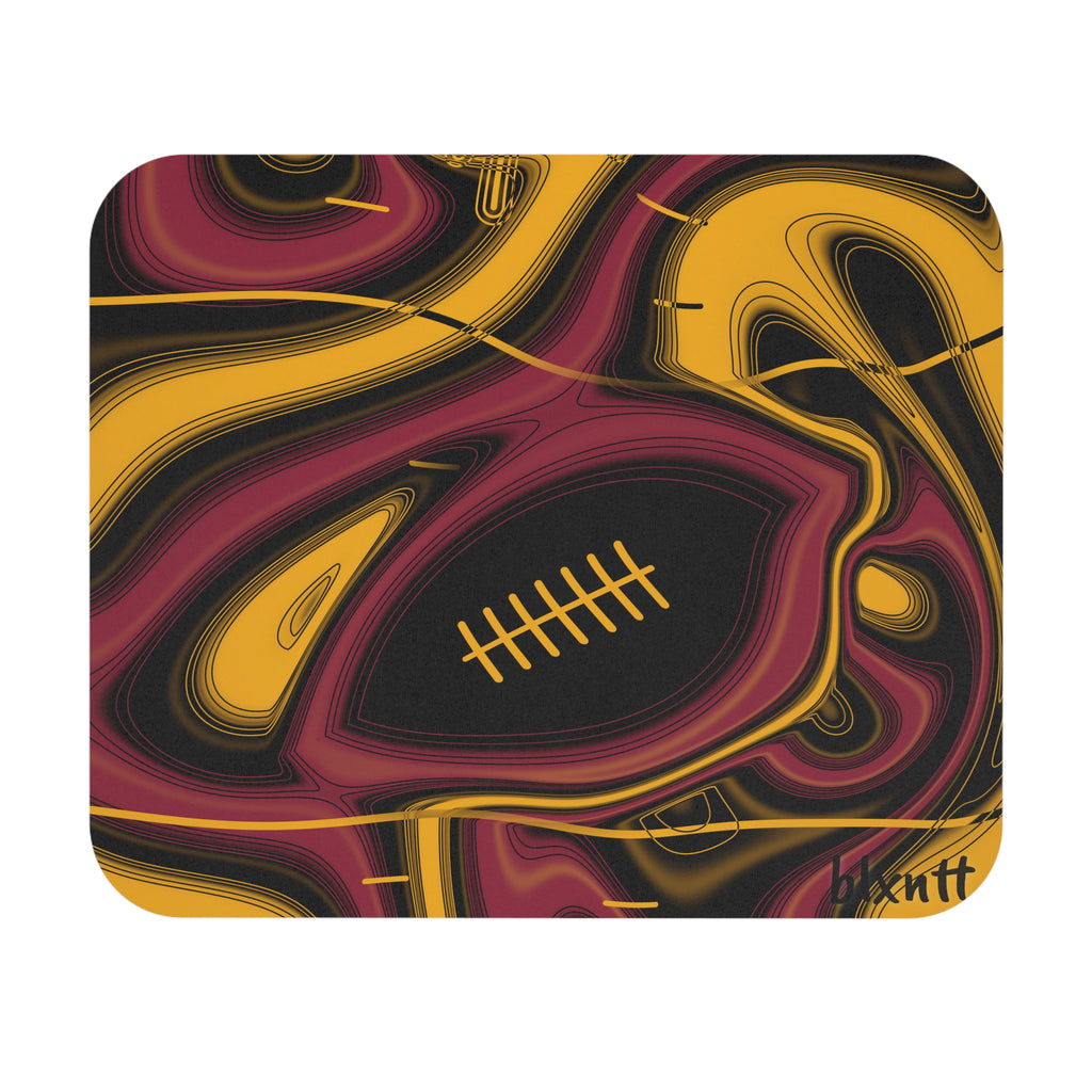Cardinal Red, Black & Gold Trippy Football Mouse Pad